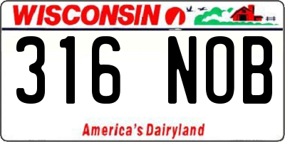 WI license plate 316NOB