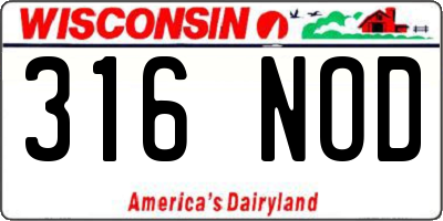 WI license plate 316NOD