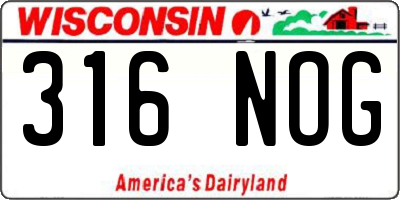 WI license plate 316NOG