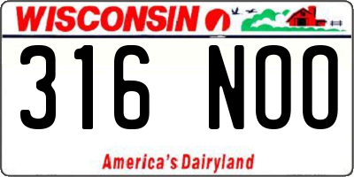 WI license plate 316NOO