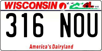 WI license plate 316NOU