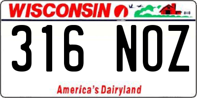 WI license plate 316NOZ