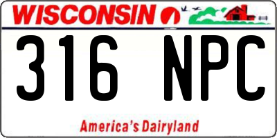 WI license plate 316NPC
