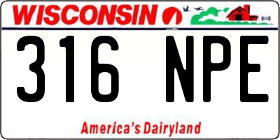 WI license plate 316NPE