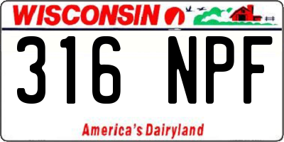 WI license plate 316NPF