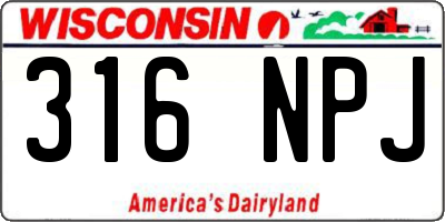 WI license plate 316NPJ