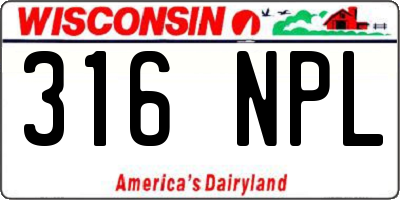 WI license plate 316NPL