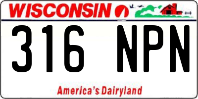 WI license plate 316NPN