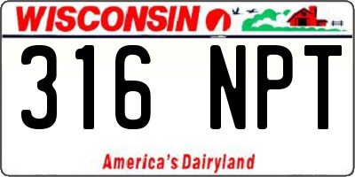 WI license plate 316NPT
