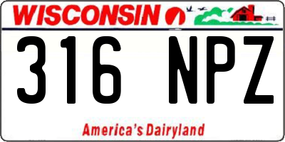 WI license plate 316NPZ
