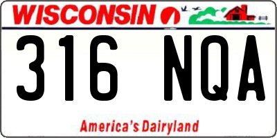 WI license plate 316NQA