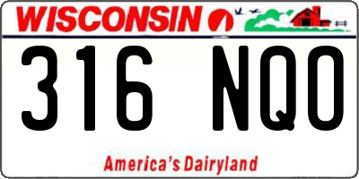 WI license plate 316NQO