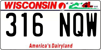 WI license plate 316NQW