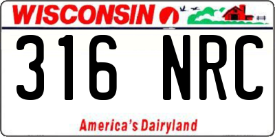 WI license plate 316NRC