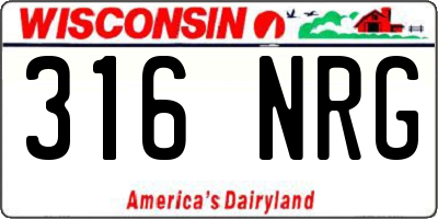 WI license plate 316NRG