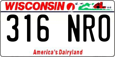 WI license plate 316NRO