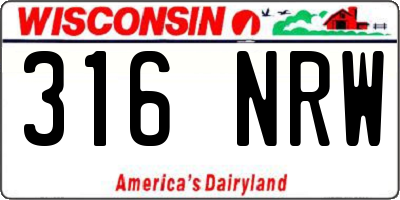 WI license plate 316NRW