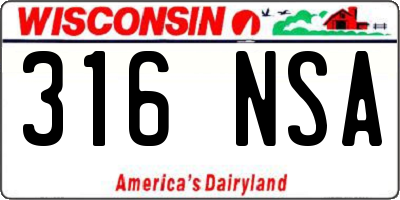 WI license plate 316NSA