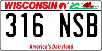 WI license plate 316NSB