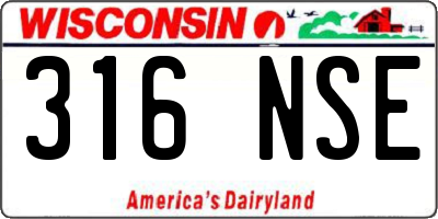 WI license plate 316NSE