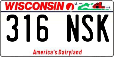 WI license plate 316NSK