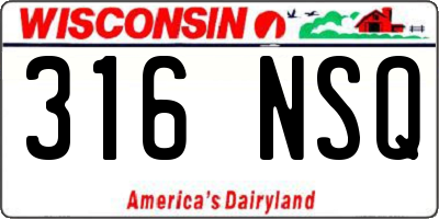 WI license plate 316NSQ