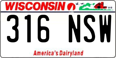 WI license plate 316NSW