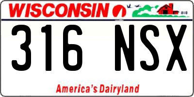WI license plate 316NSX