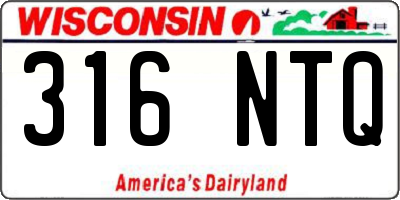 WI license plate 316NTQ