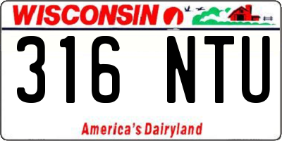 WI license plate 316NTU