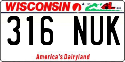 WI license plate 316NUK