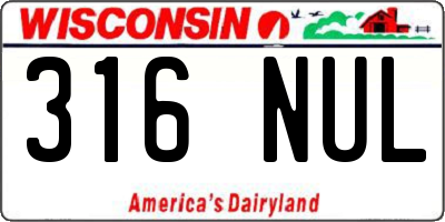 WI license plate 316NUL