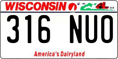 WI license plate 316NUO
