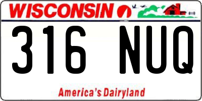 WI license plate 316NUQ