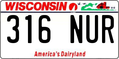 WI license plate 316NUR