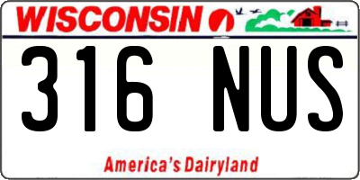 WI license plate 316NUS