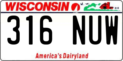 WI license plate 316NUW