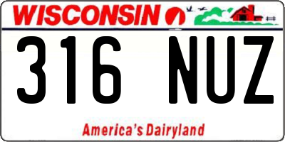 WI license plate 316NUZ