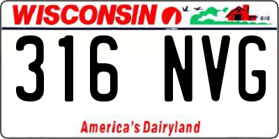 WI license plate 316NVG