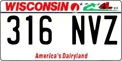 WI license plate 316NVZ
