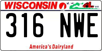 WI license plate 316NWE
