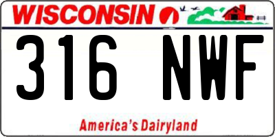 WI license plate 316NWF