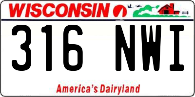WI license plate 316NWI
