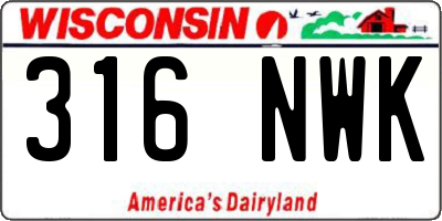 WI license plate 316NWK