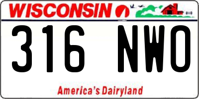 WI license plate 316NWO