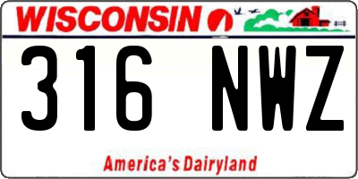 WI license plate 316NWZ
