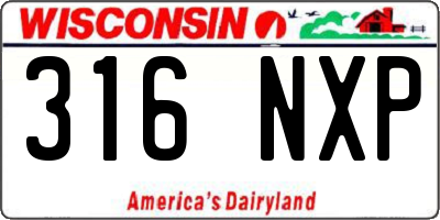 WI license plate 316NXP