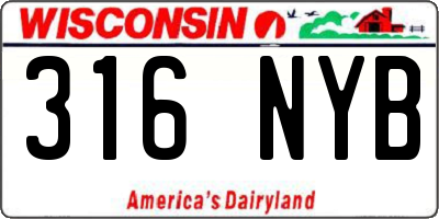 WI license plate 316NYB