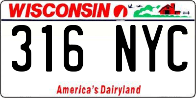 WI license plate 316NYC