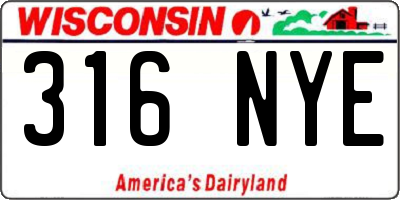 WI license plate 316NYE
